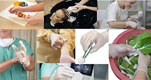 Guantes de Latex Sin Polvo Caja 100 Unidades, Guantes de Examen Para Uso Medico, Color Blanco Crema (Ambidextro) (S PEQUEÑA)