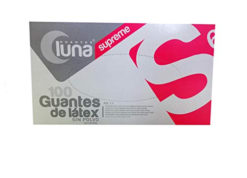 Guantes de Latex Sin Polvo Caja 100 Unidades, Guantes de Examen Para Uso Medico, Color Blanco Crema (Ambidextro) (S PEQUEÑA)