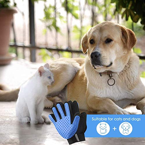 Guantes de Mascotas, 1 Par Guante de Masaje para Mascotas Gatos, Diseño de Cinco Dedos para Un Cepillado Suavemente y Un Aseo de Tu Perro - Tu Gato o Cualquier Otra Mascota con Un Pelaje Largo y Corto