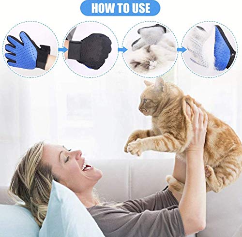 Guantes de Mascotas, 1 Par Guante de Masaje para Mascotas Gatos, Diseño de Cinco Dedos para Un Cepillado Suavemente y Un Aseo de Tu Perro - Tu Gato o Cualquier Otra Mascota con Un Pelaje Largo y Corto