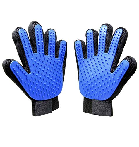 Guantes de Mascotas, 1 Par Guante de Masaje para Mascotas Gatos, Diseño de Cinco Dedos para Un Cepillado Suavemente y Un Aseo de Tu Perro - Tu Gato o Cualquier Otra Mascota con Un Pelaje Largo y Corto