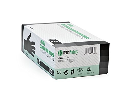 Guantes de nitrilo, 1000 pcs 10 cajas (S, Negro), guantes de examen desechables, libres de látex, sin polvo, no estéril, limpieza guantes, sanitarios para la cocina, medico, tatuaje, manejo de aliment