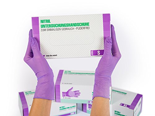 Guantes de nitrilo Caja de 200 piezas (S, púrpura) sin polvo guantes desechables, sin látex guantes de examen, no estériles