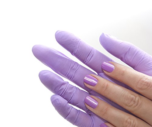 Guantes de nitrilo Caja de 200 piezas (S, púrpura) sin polvo guantes desechables, sin látex guantes de examen, no estériles