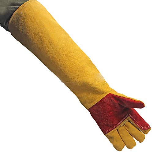 Guantes de soldadura de piel de 60 cm con mangas extralargas, guantes de trabajo a prueba de cortes, guantes de trabajo gruesos, resistentes al calor, guantes de chimenea, guantes de jardinería