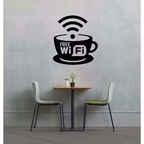GUDOJK Pegatina de Pared WiFi Gratis Logotipo de la Pared Tatuajes de la Ventana Café Café Restaurante Arte de la Pared Decoración Nuevo diseño WiFi Gratuito Taza de Vinilo Etiqueta de la Pared