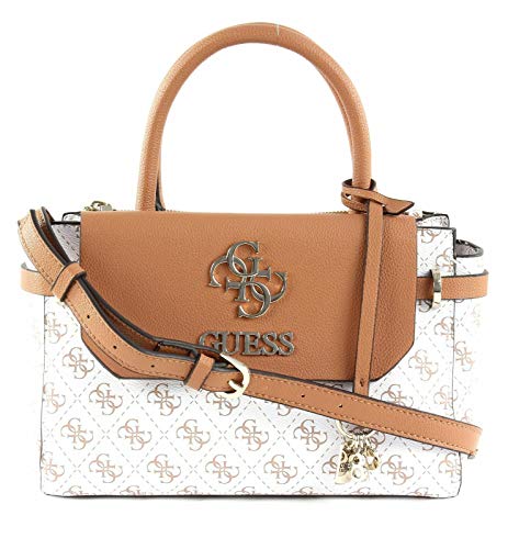 Guess Esme Small Society Satchel, bolso bandolera para Mujer, Blanco (White), 13x18x32 Centimeters (W x H x L)