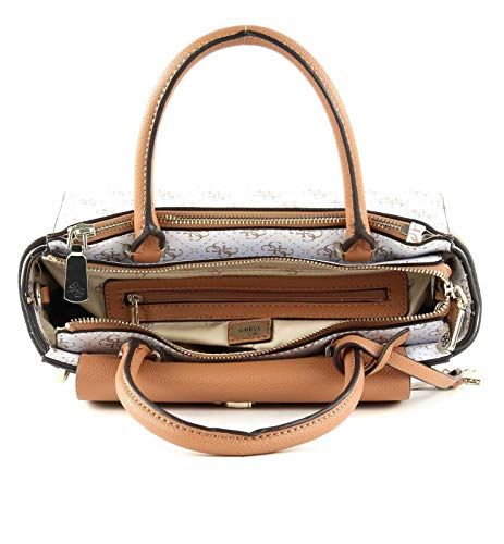 Guess Esme Small Society Satchel, bolso bandolera para Mujer, Blanco (White), 13x18x32 Centimeters (W x H x L)