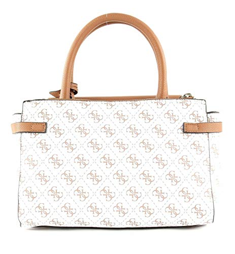 Guess Esme Small Society Satchel, bolso bandolera para Mujer, Blanco (White), 13x18x32 Centimeters (W x H x L)