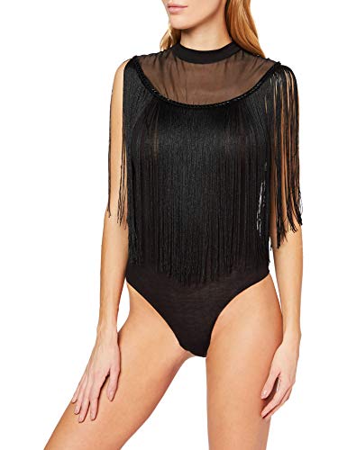Guess Fringes SS Body Mono Largo, Negro (Jet Black A996 Jblk), X-Small para Mujer