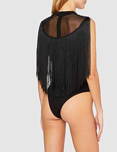 Guess Fringes SS Body Mono Largo, Negro (Jet Black A996 Jblk), X-Small para Mujer