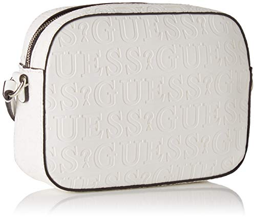 Guess Kamryn Crossbody Top Zip, Bolsa de Mensajero para Mujer, Blanco (White), 6x16x22 Centimeters (W x H x L)