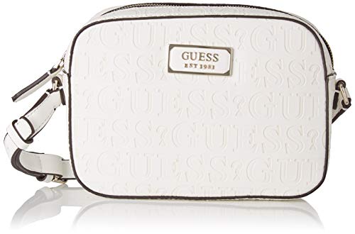Guess Kamryn Crossbody Top Zip, Bolsa de Mensajero para Mujer, Blanco (White), 6x16x22 Centimeters (W x H x L)