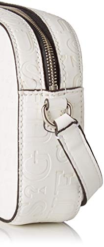Guess Kamryn Crossbody Top Zip, Bolsa de Mensajero para Mujer, Blanco (White), 6x16x22 Centimeters (W x H x L)