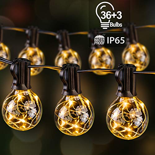 Guirnalda Luces Exterior con 36+3 G40 Bombillas, Ulinek IP65 13,5M Guirnaldas Luminosas Exterior 195LEDs Súper Ahorra Energía Cadena Luce Decoracion para Navidad Habitacion Pergola Jardín Toldos Patio