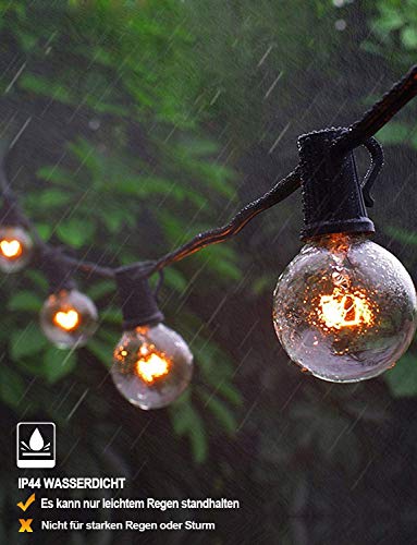Guirnaldas luminosas de exterior,LECLSTAR G40 Cadena de Luces 10m con 30+3(Bombilla de Repuesto) Vintage Edison Incandescentes IP44 Impermeable Perefcto para Fiesta,Boda,Jardín Patio Cafe