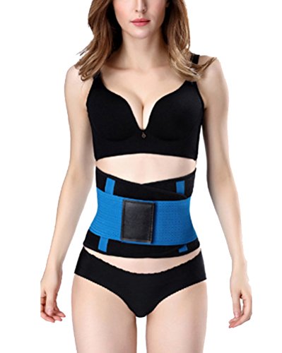 GUOCU Mujer Neopreno Cinturón Reductor Abdominal Adelgazar Moldeador de Cintura Adelgazante Abdomen Posparto Soporte de Espalda Corsé Body Shaper Azul L