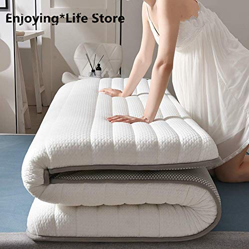 GuoEY Colchón de Espuma viscoelástica, diseño ventilado Topper Colchón de Espuma infundido en Gel con Funda extraíble y Lavable para Acampar, Cama de Invitados, Gris, 150 x 200 cm x 5 cm