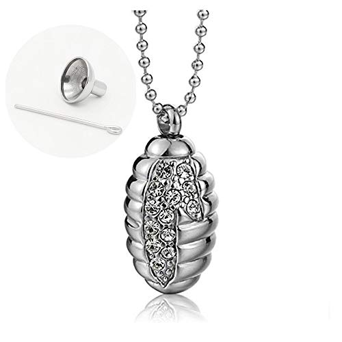 GuoYq Ataúd Abierto de Acero Inoxidable Colgante en Forma de Palma, Hombres neutros y Mujeres Botella de Perfume Collar Ceniza Recuerdo funerario, Enviar Cadena Embudo