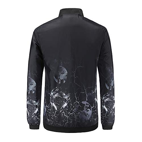 Gusspower Hombres Abrigo Manga Larga Estampado Chaqueta Capa Suéter Collar de pie de Tortuga Tops Blusa Sudadera con Cremallera