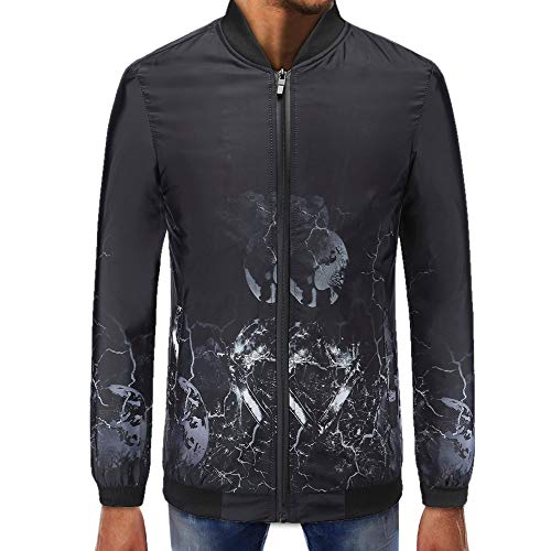 Gusspower Hombres Abrigo Manga Larga Estampado Chaqueta Capa Suéter Collar de pie de Tortuga Tops Blusa Sudadera con Cremallera