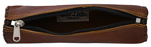Gusti Cuero nature"Timmy" Estuche Lápices Universidad Trabajo Oficina Papelería Lapicero Funda Piel de cabra Retro Vintage Marrón S1
