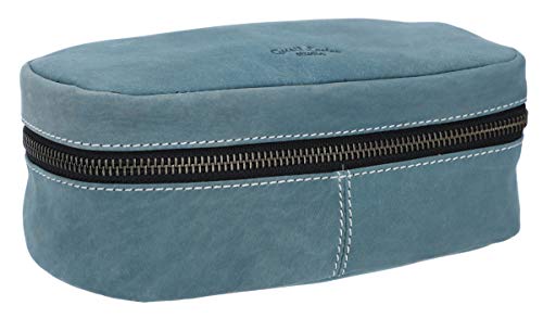 Gusti Leder studio "Strallan" Estuche de Cuero Lápices Universidad Necesario College Trabajo Oficina Maquillaje Make Up Bolígrafo Utensilios Piel Auténtica Vintage Retro Azul Turquesa 2S21-22-12
