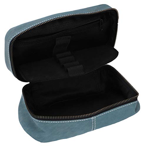 Gusti Leder studio "Strallan" Estuche de Cuero Lápices Universidad Necesario College Trabajo Oficina Maquillaje Make Up Bolígrafo Utensilios Piel Auténtica Vintage Retro Azul Turquesa 2S21-22-12