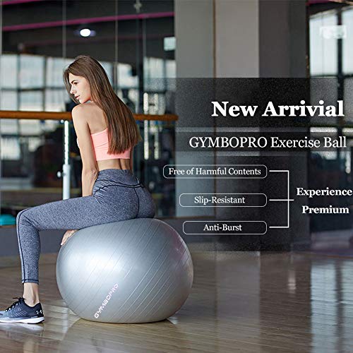 GYMBOPRO Fitness Pelota de Ejercicio - Bola Suiza con Bomba de Inflado,Bola de Yoga antirrebote y Antideslizante Bola de Equilibrio para Gimnasio Pilates Gimnasio de Yoga (75 cm, Rosado)