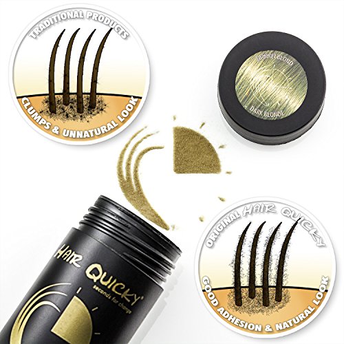 Hair Quicky® Premium Hair Fibers, fibras de pelo, construcción de pelo espesante de cabello, en caso de alopecia calvicie caída del pelo o cabello ralo, natural queratina | 28g | rubio oscuro
