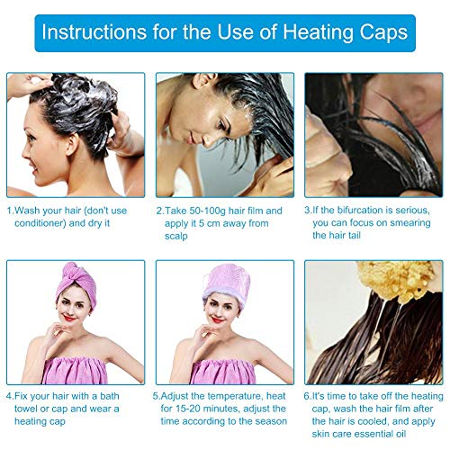 Hair SPA Cap, Hair Steamer, Electric Hair Care Cap Thermal Steamer Cap DIY Home Steam Haircare Hat Calentador de control de temperatura extraíble para nutrir el cabello natural o dañado (01#)