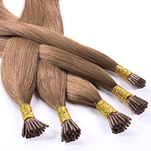 Hair2Heart 50 x 1g Extensiones stick hair de micro ring - 60cm, colore #14 rubio oscuro, liso