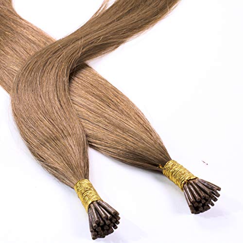 Hair2Heart 50 x 1g Extensiones stick hair de micro ring - 60cm, colore #14 rubio oscuro, liso