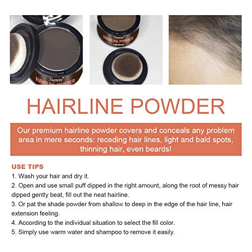 Hairline Powder, Rayita en Polvo, Sombra pelo Hair Line, Corrector profesional de la raíz del cabello para maquillaje para hombres y mujeres, Impermeable, Marrón claro/Marrón oscuro