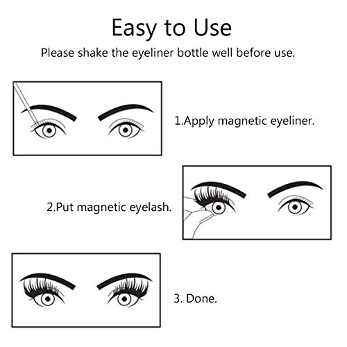 Haisito 2 Pares de Pestañas Magnéticas Eyeliner, 3D Pestañas Postizas Magnéticas Impermeable Reutilizables y Delineador de Ojos con Espejo y Pinzas, 5 Imanes Extensiones de Pestañas Suaves Naturales