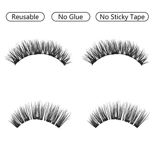 Haisito 2 Pares de Pestañas Magnéticas Eyeliner, 3D Pestañas Postizas Magnéticas Impermeable Reutilizables y Delineador de Ojos con Espejo y Pinzas, 5 Imanes Extensiones de Pestañas Suaves Naturales
