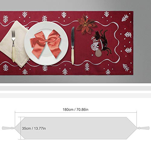 HALOViE Camino de Mesa Decoración de Navidad Corredor Mesa 40 * 180cm Tapetes Mantel Navidad Mesa Decoración Adorno para Fiesta Casa Hotel Navideña Fiestas Iinteriores o al Aire Libre