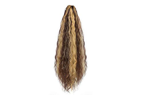 HAOSHUAI 22" Curly Derecho Clip Garra mandíbula Cola de Caballo de la Mujer en Las Extensiones de Pelo postizo Ondulada Larga sintética Postizos 4 (Color : 4H27#)