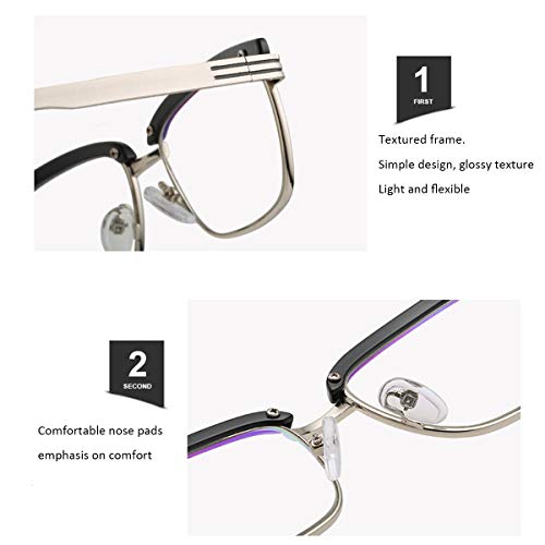 HAOXUAN para la línea de Hombres y Mujeres de Cejas Lentes de Gafas de Lectura Estilo Resina, Metal Marco de los vidrios de Lectura de dioptrías 1,00-3,00,Negro,+0.50