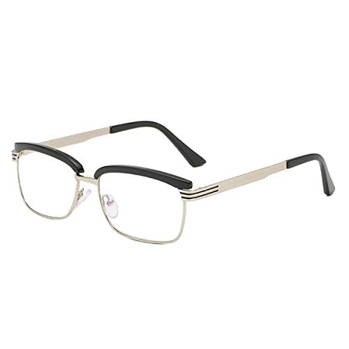 HAOXUAN para la línea de Hombres y Mujeres de Cejas Lentes de Gafas de Lectura Estilo Resina, Metal Marco de los vidrios de Lectura de dioptrías 1,00-3,00,Negro,+0.50