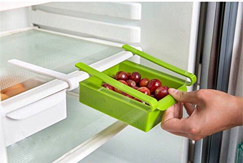 HapiLeap Refrigerador Cajón Organizador Cocina Refrigerator Almacenamiento Estante Congelador Estante Titular Soporte Ahorrador de espacio (4Pcs)