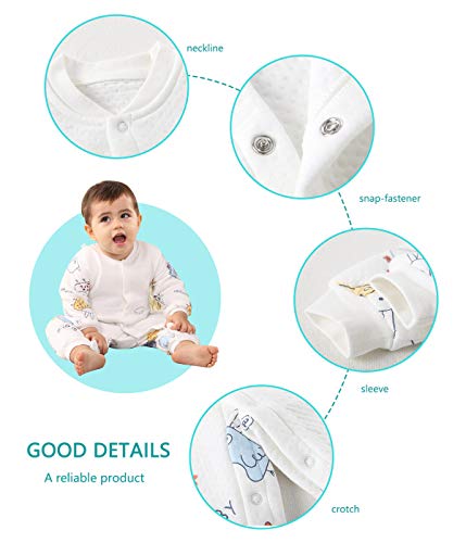 Happy Cherry - Bebé Mono de Algodón Saco de Dormir con Piernas Separadas Mangas Largas Peleles Dormido Bebe Acolchado Suave con Botones para Infantiles de 9-12 Meses