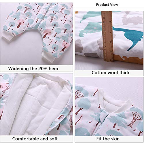 Happy Cherry - Mameluco Grueso de Dormir Acolchado de Algodón para Infantiles de Invierno Saco Dormido de Bebes con Mangas Desmontable con Árbol para Niños de 3 años