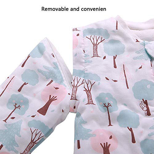 Happy Cherry - Mameluco Grueso de Dormir Acolchado de Algodón para Infantiles de Invierno Saco Dormido de Bebes con Mangas Desmontable con Árbol para Niños de 3 años