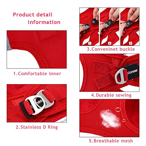 HAPPY HACHI Arnés Gato Chaleco Gatito Perro Pequeño Ajustable Suave Acolchado Cómodo para Viajar Pasear con Mascota Pequeña Cachorro Chihuahua(S Rojo)