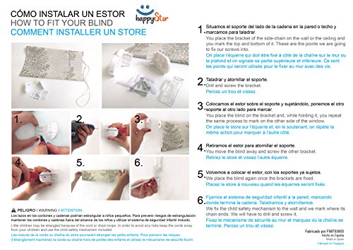 HappyStor Vichy Estor Enrollable Estampado Digital Fantasia Tejido Traslúcido Turquesa Medida Total Estor:85x250 (**Solo Ancho Tela:81-82cm.**)