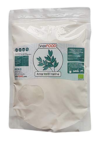 Harina de Arroz ECO - 1kg - Arroz Orgánico molido - Puro arroz blanco para hornear y cocinar - Harina almidonosa sin gluten