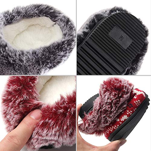 HARRMS Zapatillas Casa Mujer, Elegante calentito Ultraligero cómodo y Antideslizante, Pantuflas de casa para Mujer, Rojo Navidad, 38/39 EU