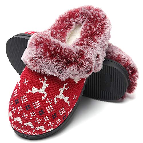HARRMS Zapatillas Casa Mujer, Elegante calentito Ultraligero cómodo y Antideslizante, Pantuflas de casa para Mujer, Rojo Navidad, 38/39 EU