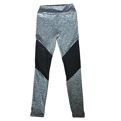 HARRYSTORE Mujeres Yoga de alta cintura Deportes Fitness Leggings Workout Pants BY (S, Gray)